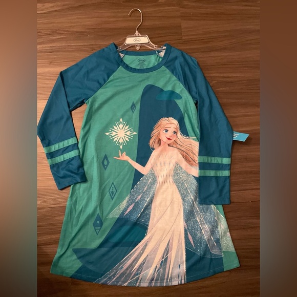 Disney CollectionGirls Long Sleeve Elsa Frozen Crew Neck Nightshirt size 9/10 - Picture 5 of 7